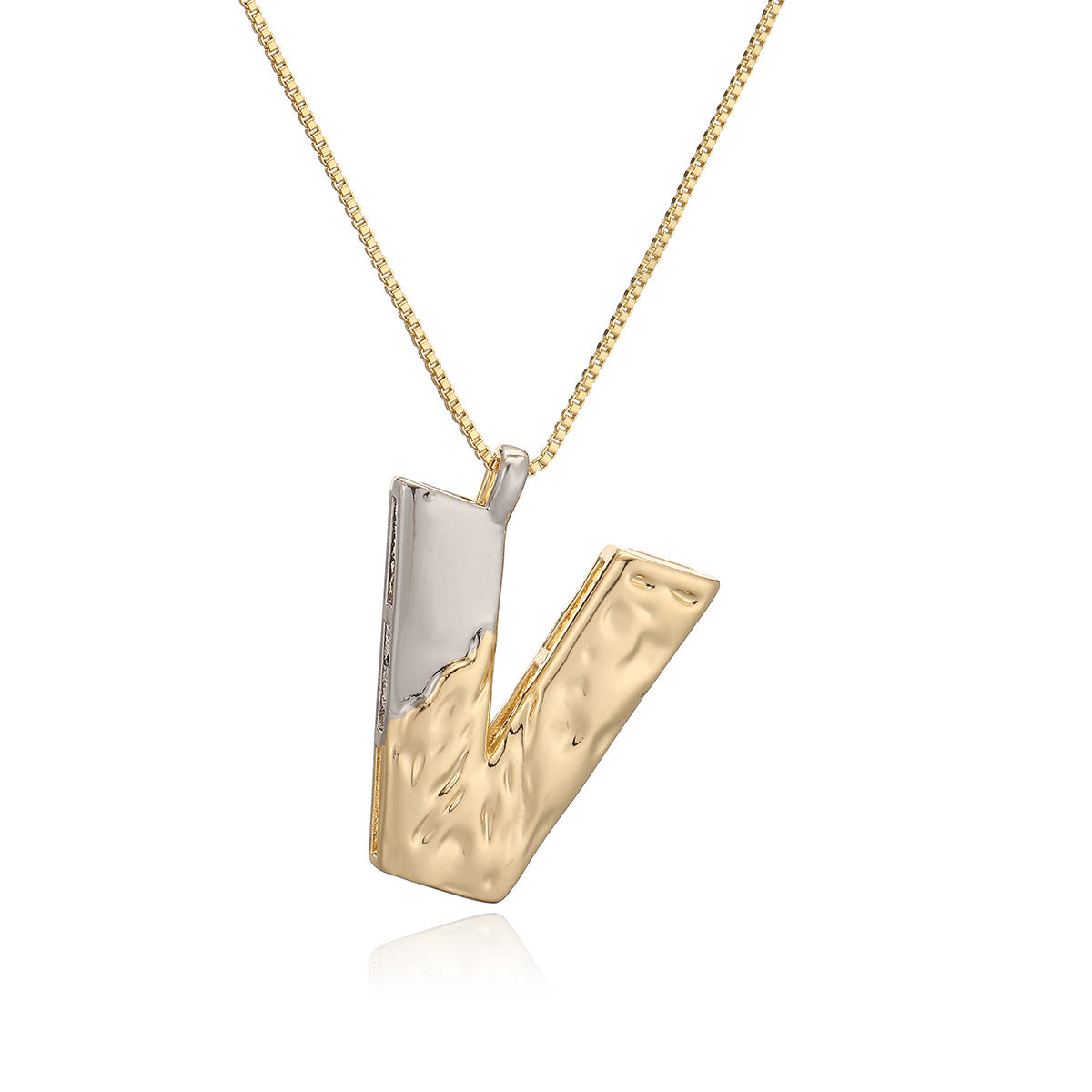 Collana con ciondolo a lettera in rame placcato oro geometrico minimalista da donna
