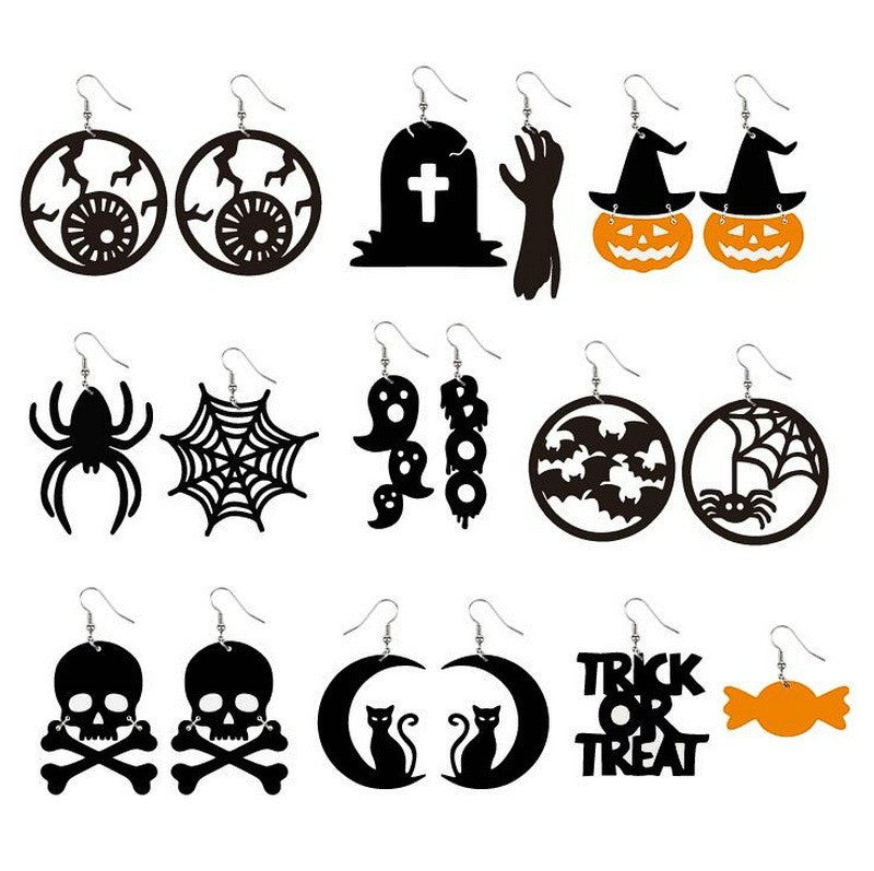 Orecchini di Halloween Goth Gotici Acrilici Pipistrello Occhio Zucca Ragnatela Fantasma Boo Teschio Gatto Nero
