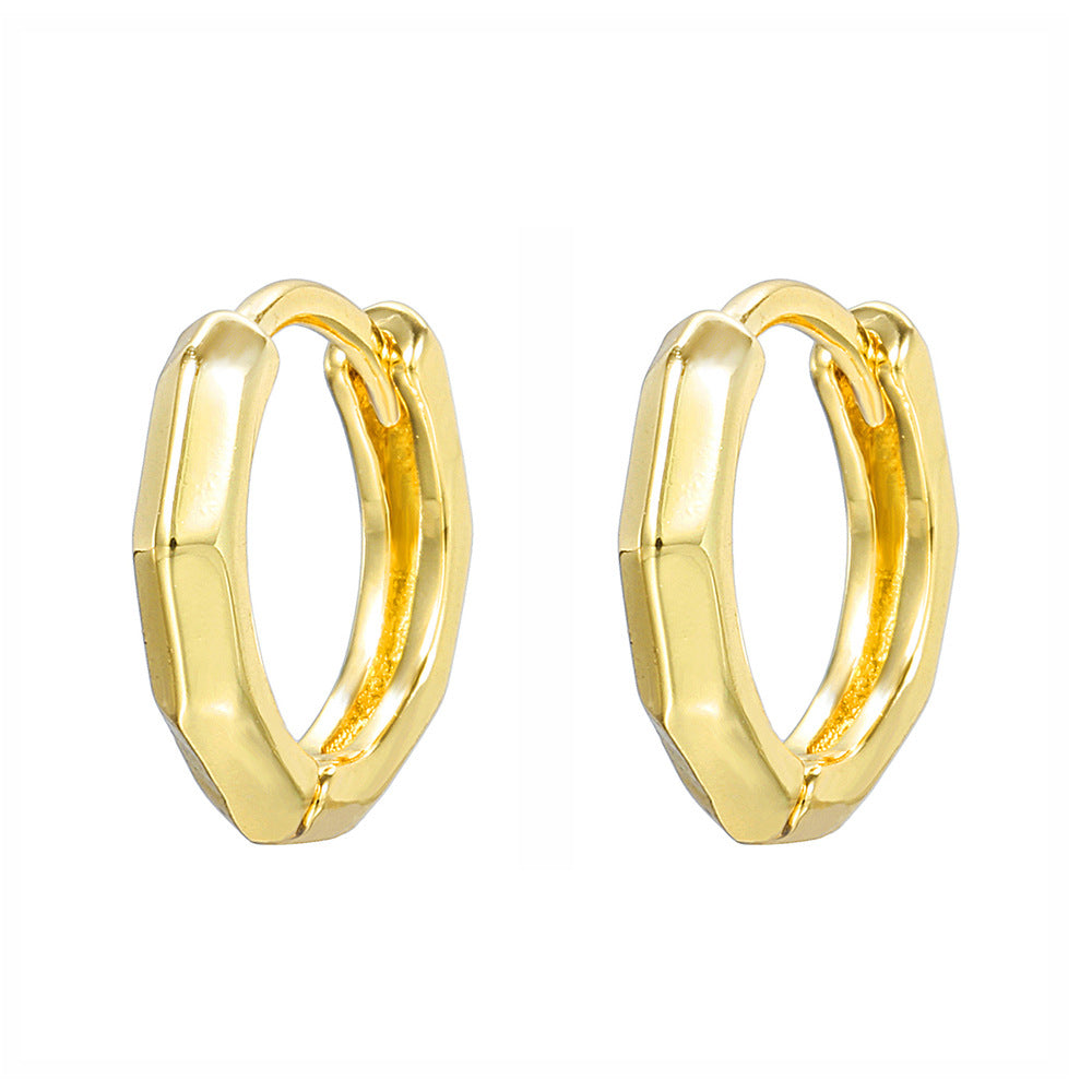 Gold Plated Brass Micro-Set Cubic Zirconia Geometric Leaf Cross Heart Round Hoop Earrings for Women
