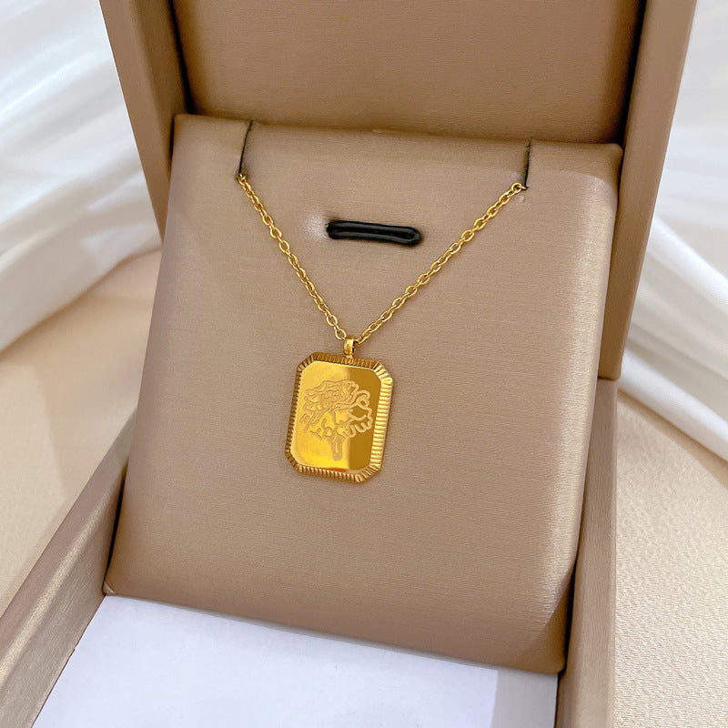 Collar Minimalista de Acero de Titanio Geométrico con Dije de Acero Inoxidable 304 Bañado para Unisex