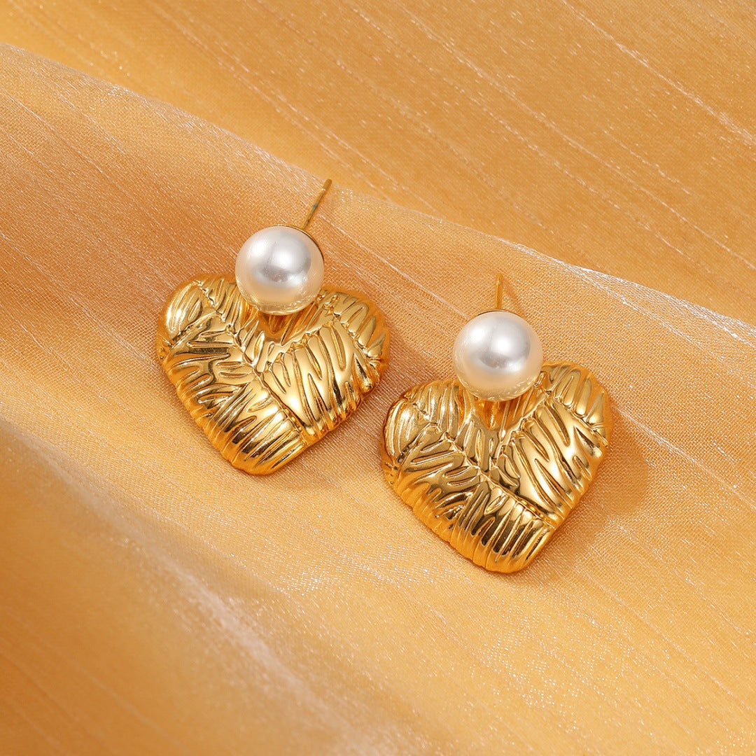 Orecchini Pendenti a Goccia in Acciaio Inossidabile con Perle e Finitura Placcata, Stile Vintage, da Donna