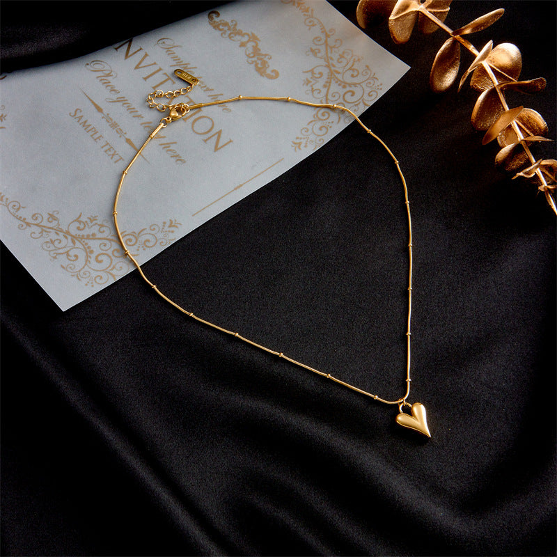 Collana a Cuore Minimalista Placcata in Acciaio Inossidabile con Catena Delicata da Donna