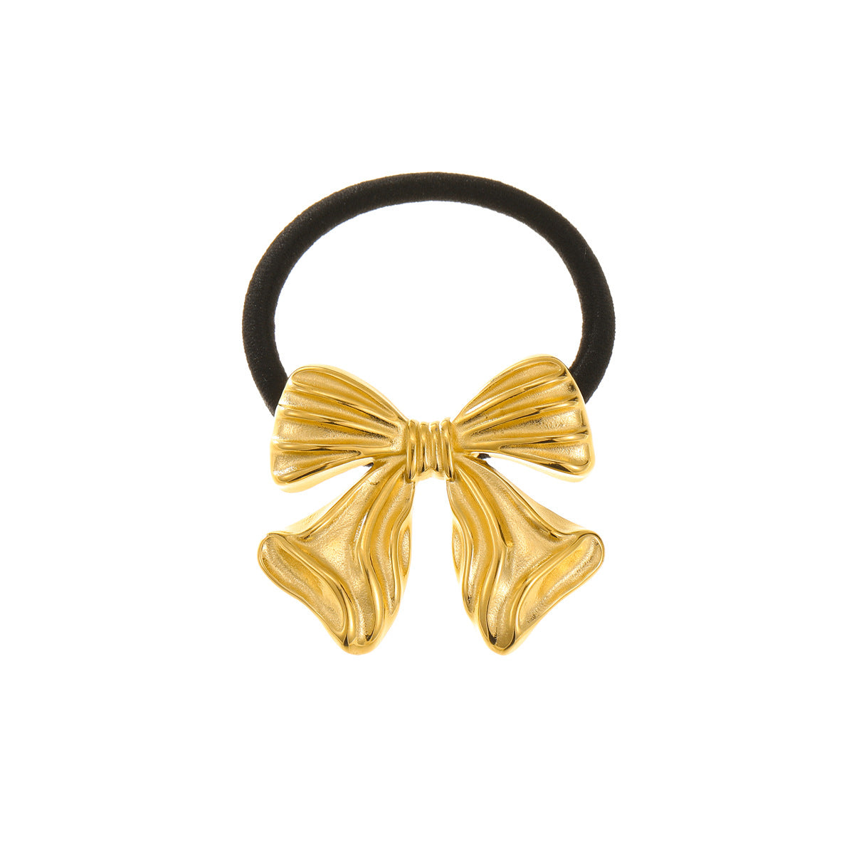 Vintage-Inspired Bow and Starfish-Shaped Stainless Steel Hair Tie with 18K Gold Plating for Women