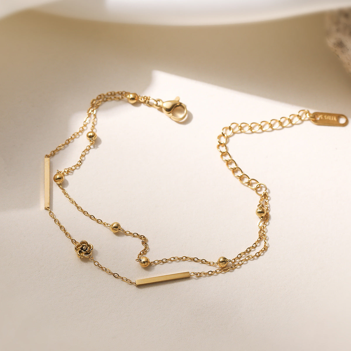 Minimalist Geometric Stainless Steel Rose Tassel Necklace for Women