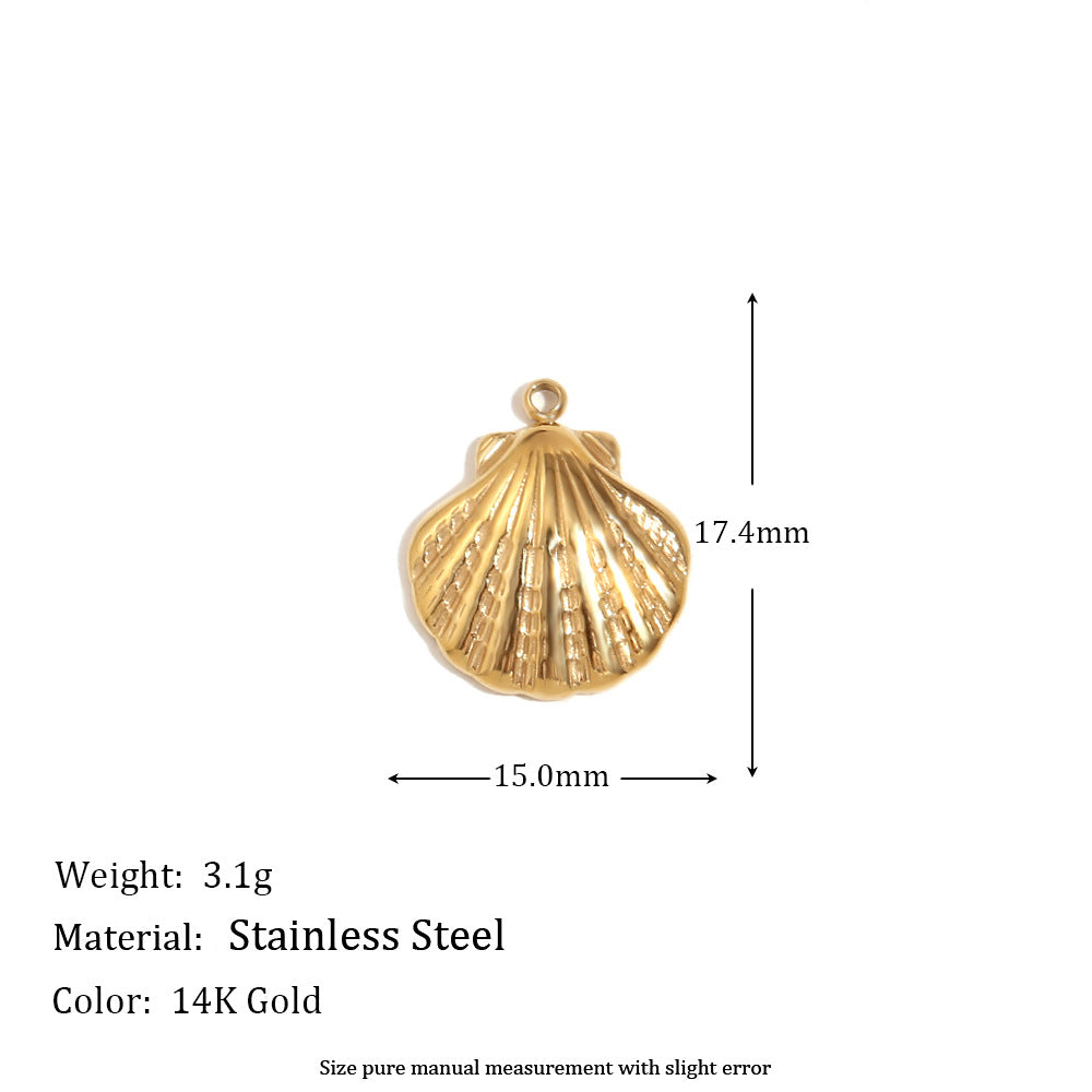 Elegant 14K Gold Plated Stainless Steel Marine Shell Smiley Face Charm Bar