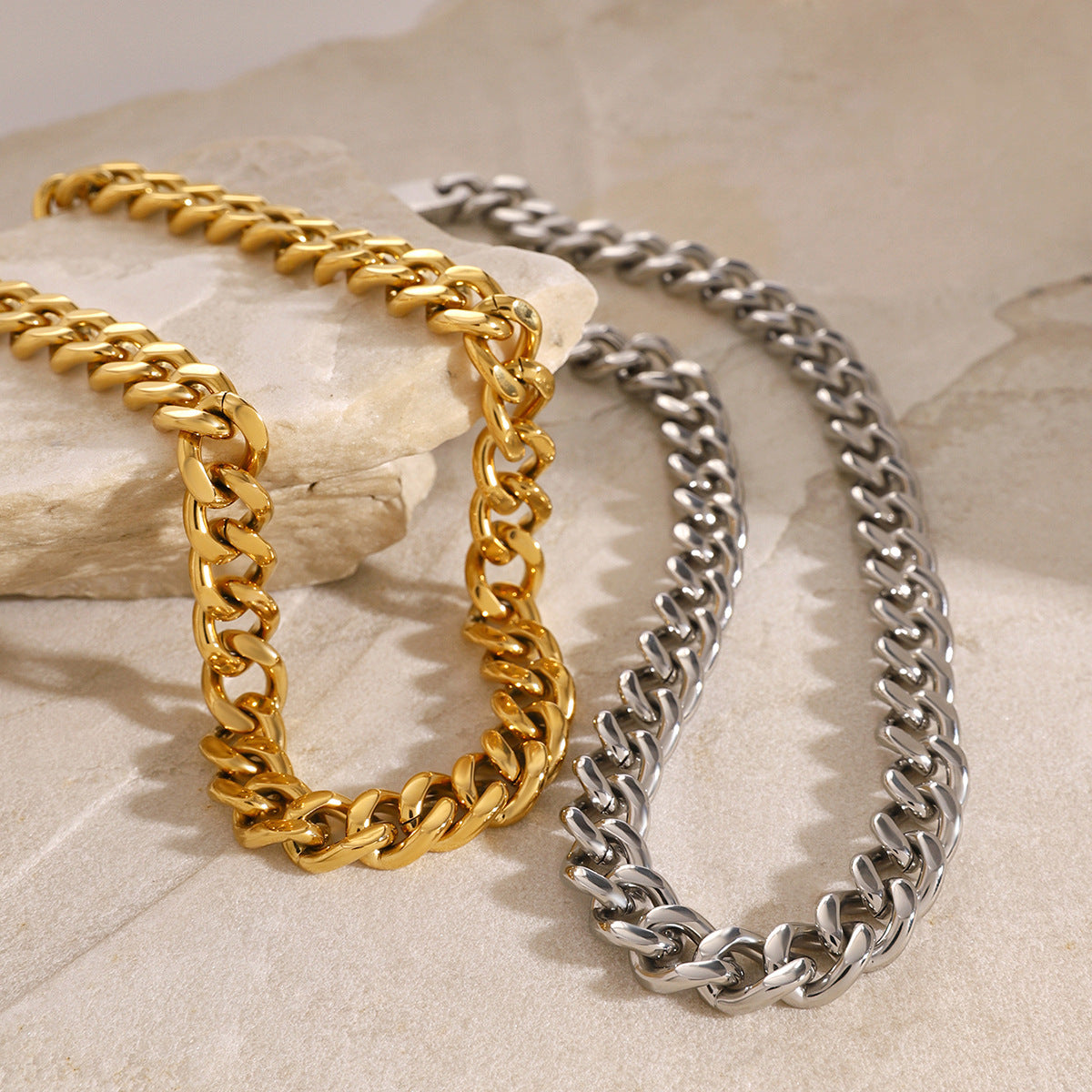 Collana a Catena in Acciaio Inossidabile Placcato Geometrico da Donna