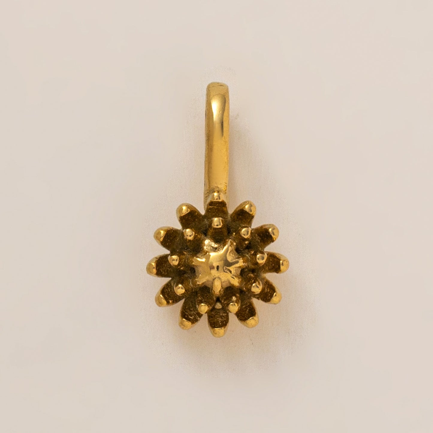 Vintage 18K Gold PVD Stainless Steel Floral Pendant Charm Bar