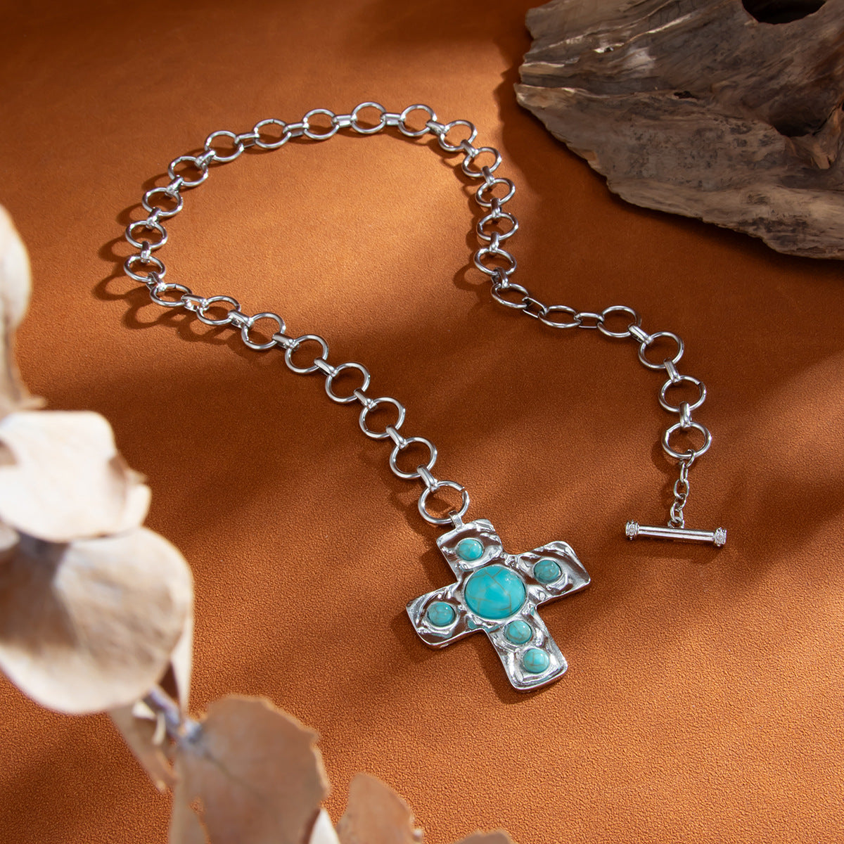 Hip Hop Style Cross Pendant Necklace with Geometric Shape, Electroplated Alloy, Metal Snake Chain, Clavicle Length
