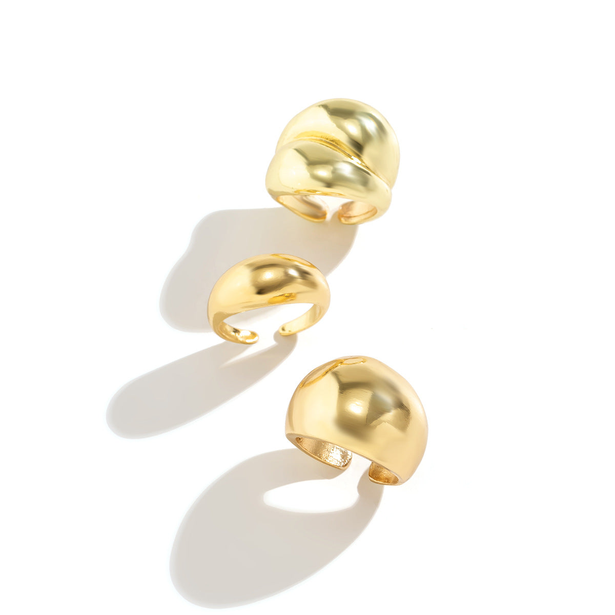 Geometric Plated Zinc Alloy Ring Set for Women