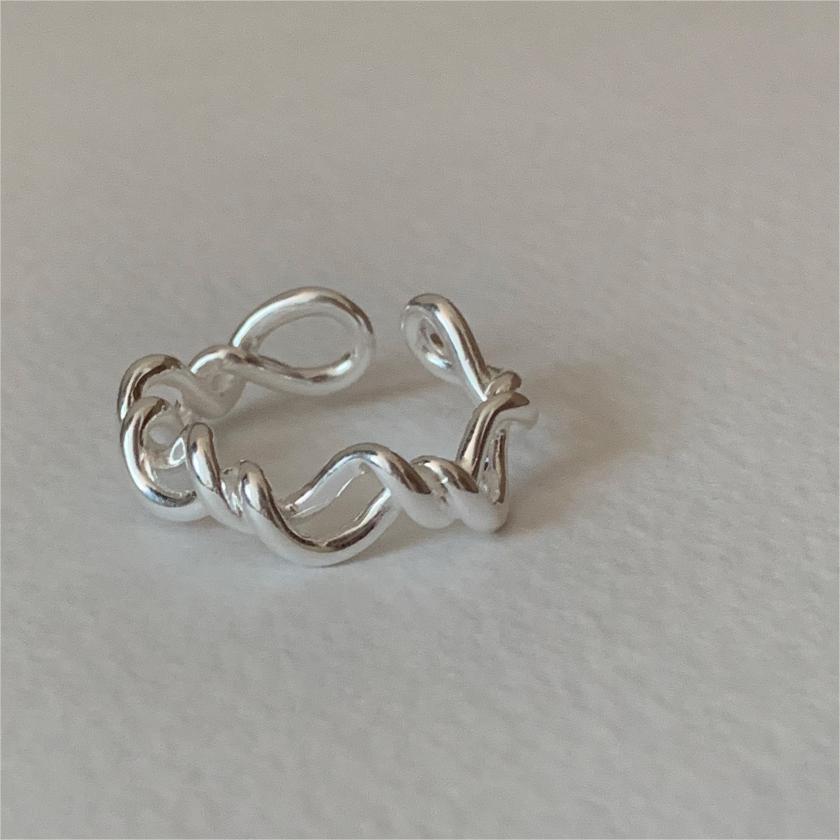 Minimalist Sweet 925 Sterling Silver Twisted Rope Round Ring for Women