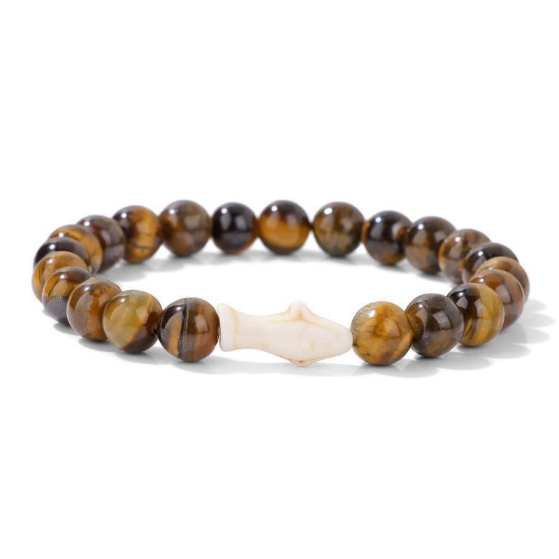 Minimalist Sweet Natural Turquoise Crystal Agate Animal Beaded Stretch Bracelet