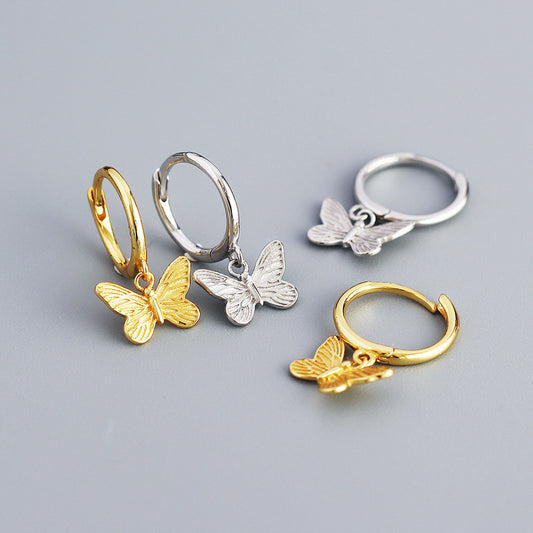 Sweet 925 Sterling Silver Butterfly Earrings