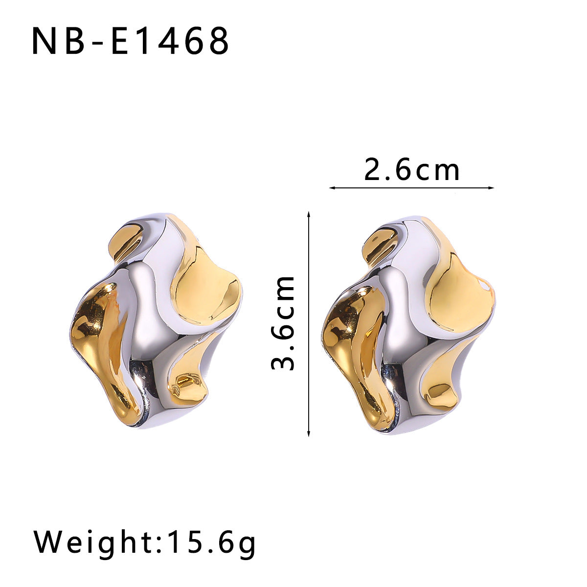 Geometric Stainless Steel Earrings with 18K Gold Plating, Bowknot Texture and Irregular Folded Design for Women