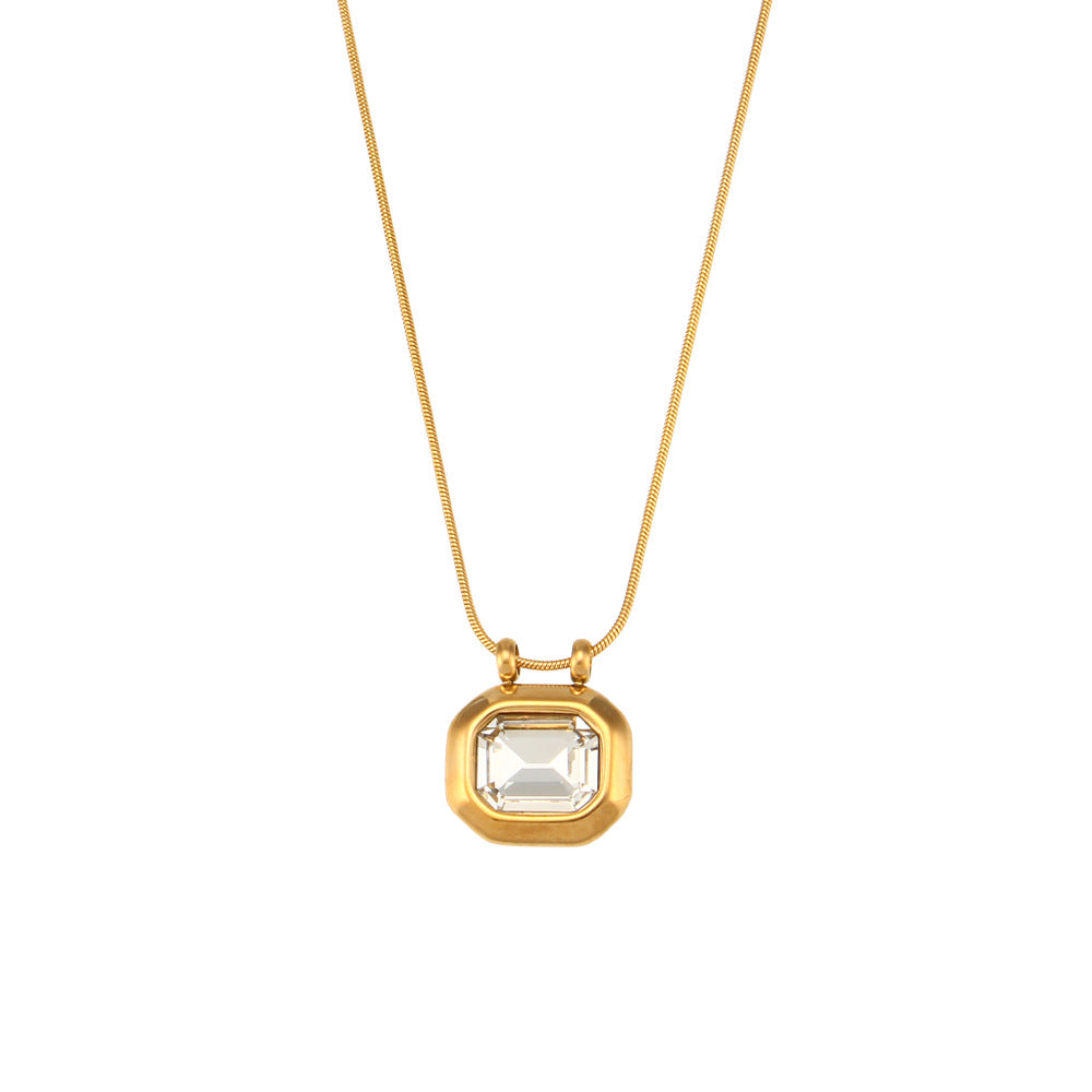 Collana da Donna con Pendente a Lucchetto in Zirconia Placcato Oro 18K in Acciaio Inossidabile, Design Geometrico Minimalista, Stile Vintage