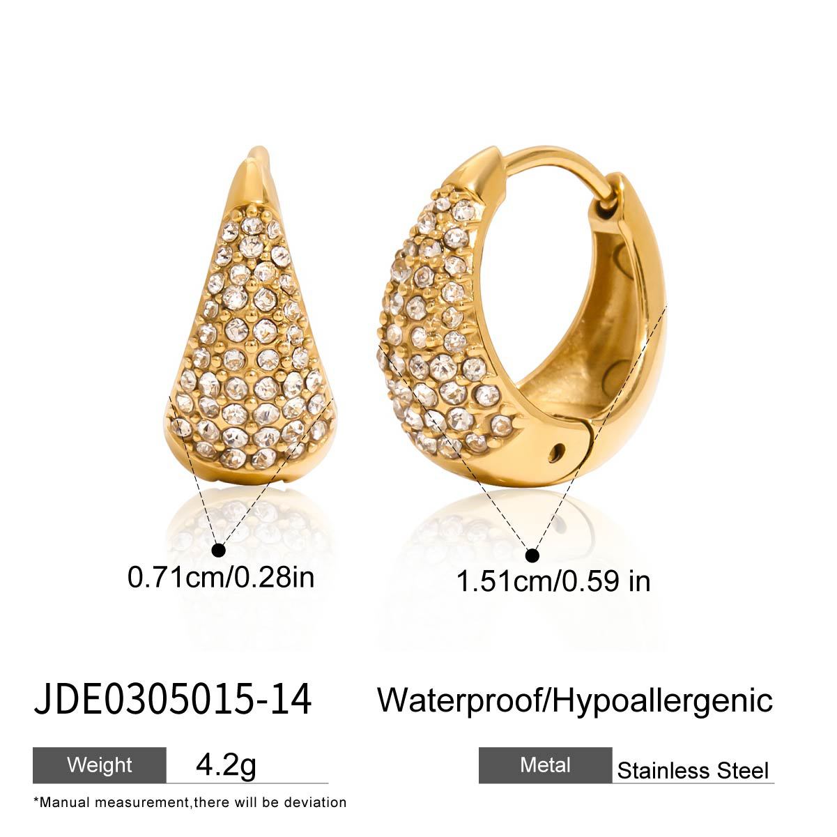 Orecchini a Cerchio da Donna di Lusso in Acciaio Inox Placcato Oro 18K con Design Geometrico
