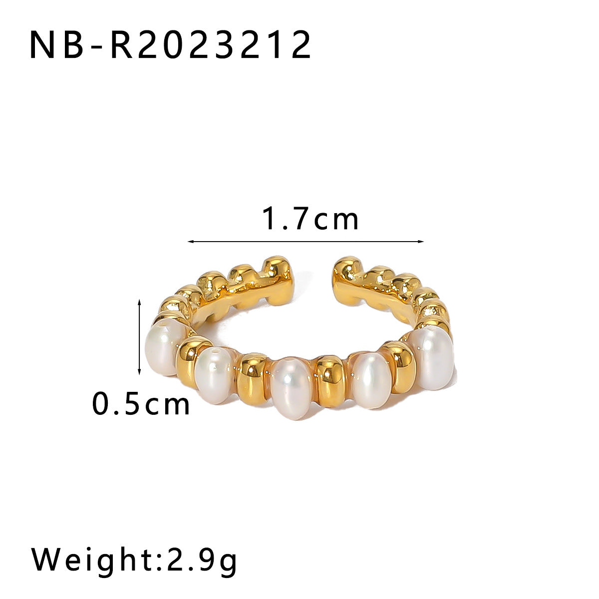 Anello Minimalista Irregolare Rotondo in Acciaio Inossidabile con Intarsio di Perle e Placcatura in Oro 18K per Donna e Uomo