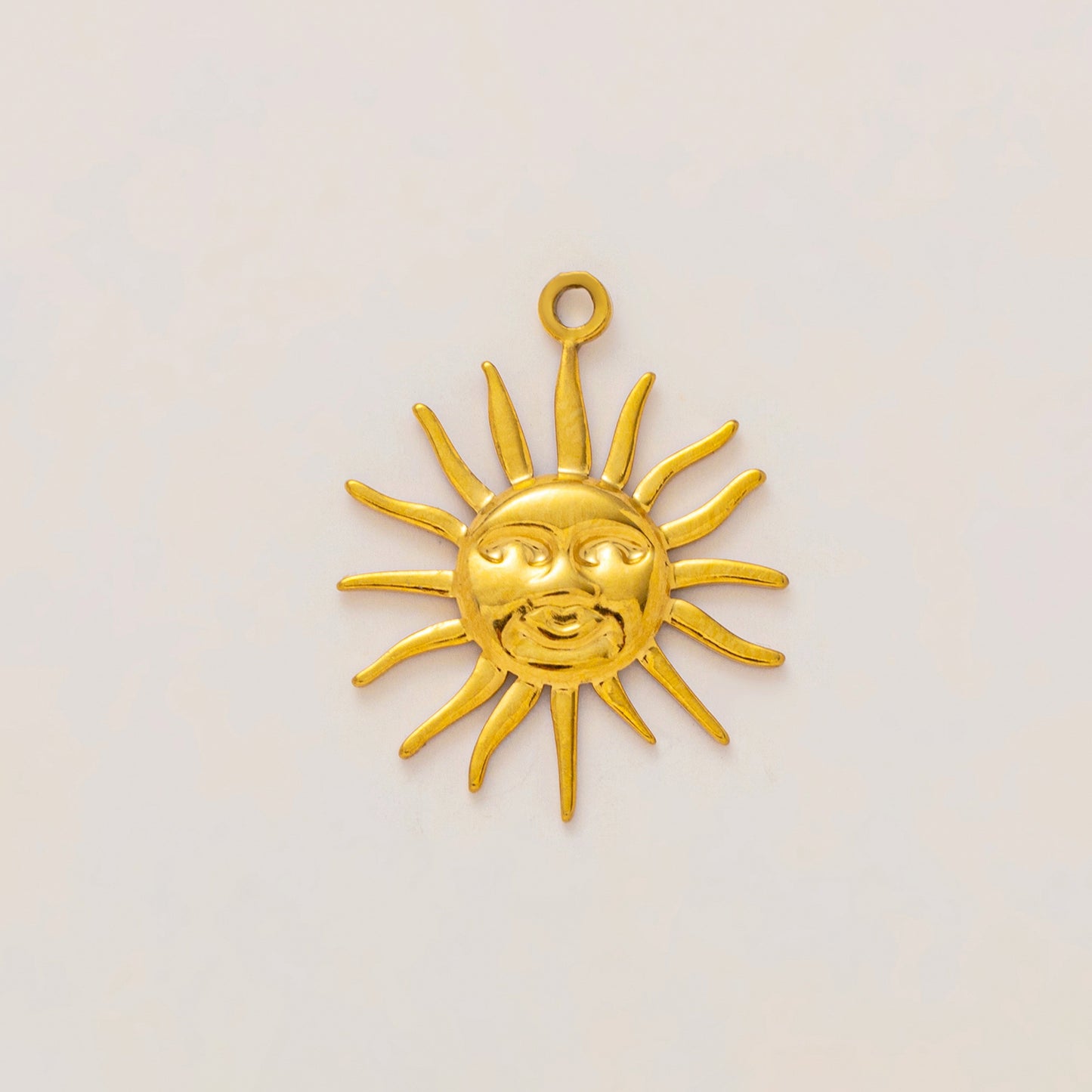 Vintage 18K Gold Plated Stainless Steel Sun and Pepper Pendant Charm Bar for Women
