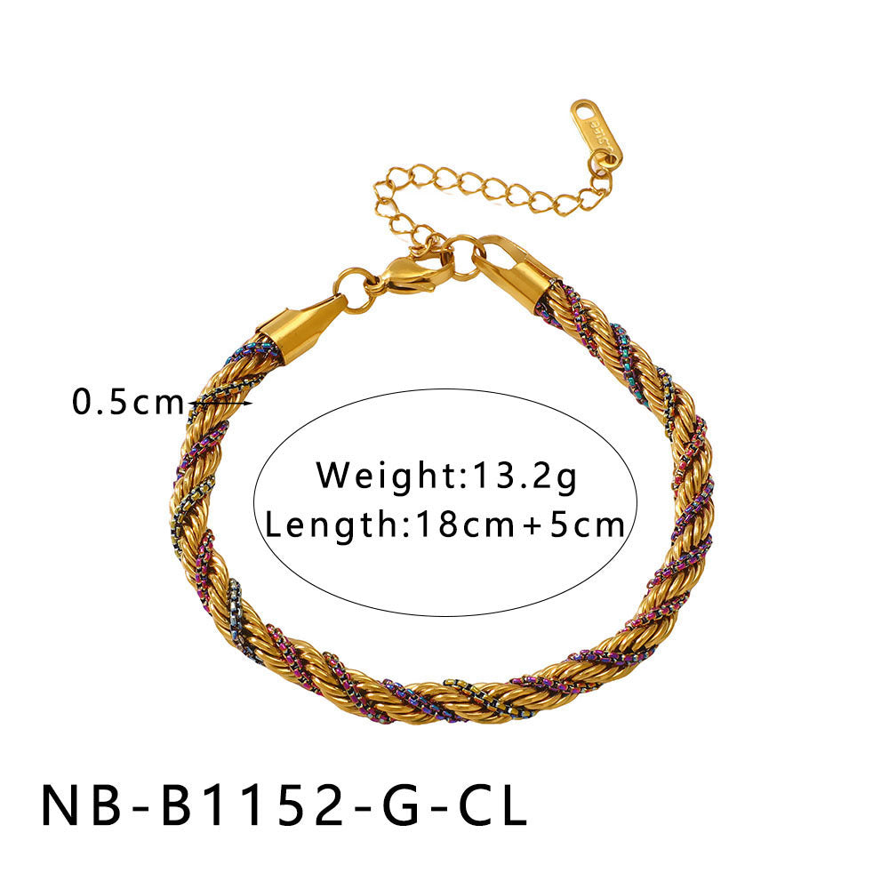 Collana Minimalista in Zirconia a Forma di Petalo in Acciaio Inox con Placcatura Sottovuoto in Oro 18K da Donna — Delicata Catena Clavicolare
