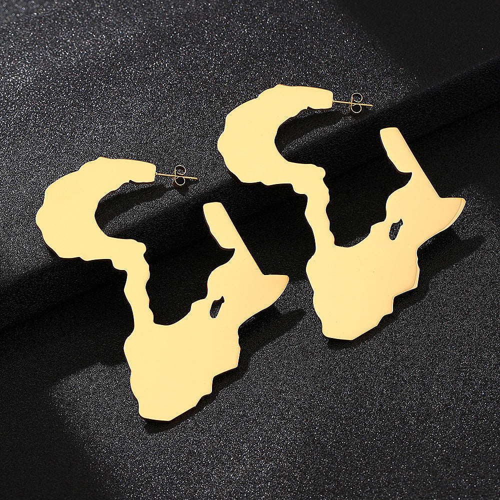 Pendientes étnicos vintage geométricos de acero inoxidable con acabado chapado para mujer