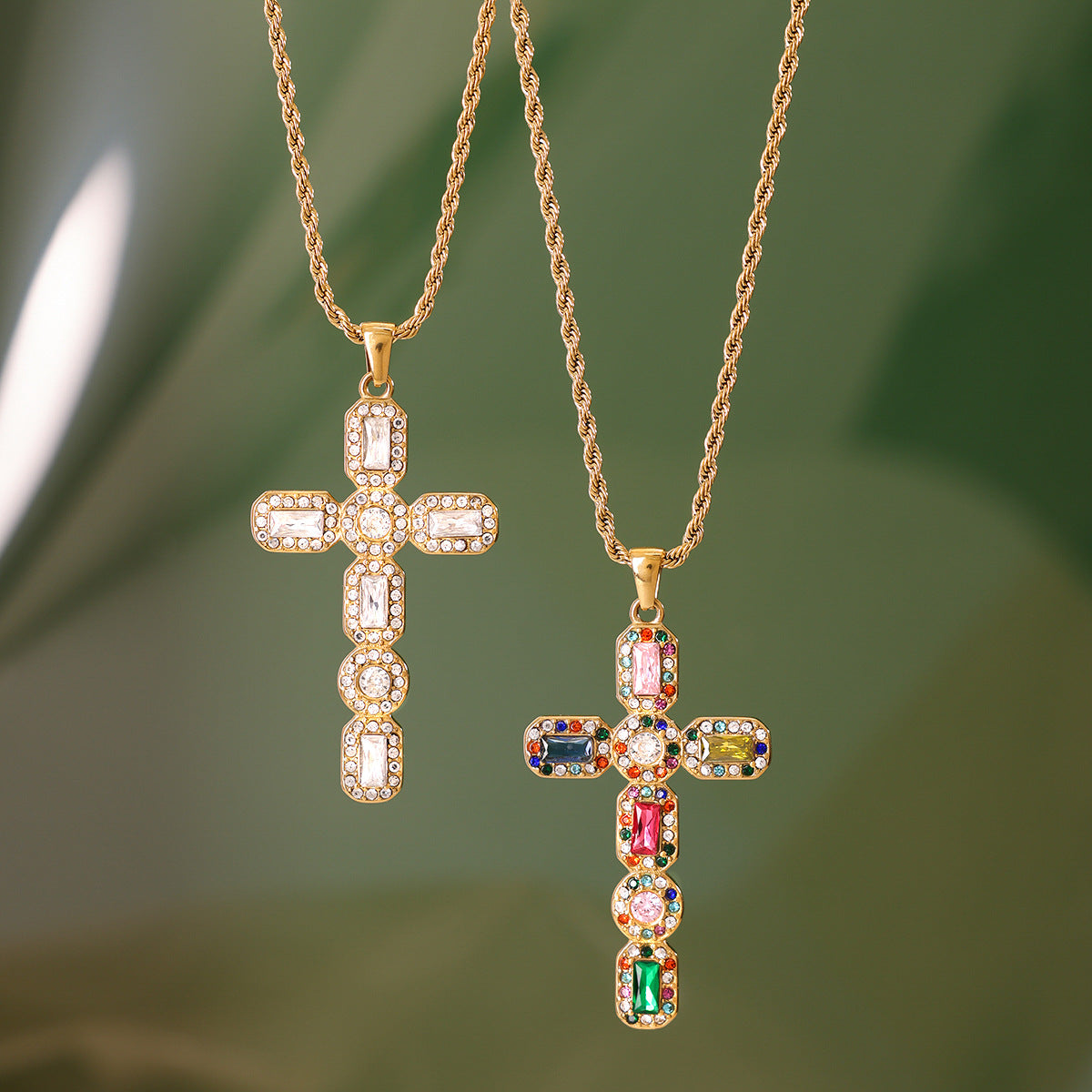 Geometric Cross Titanium Steel Plated Necklace for Women