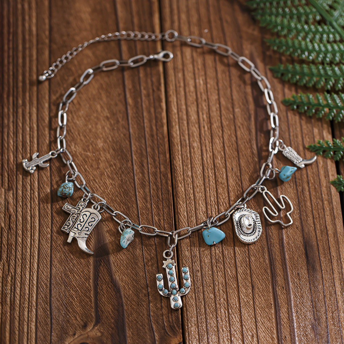 Vintage Geometric Pendant Necklace with Cross and Star Motifs in Alloy with Plated Finish for Women