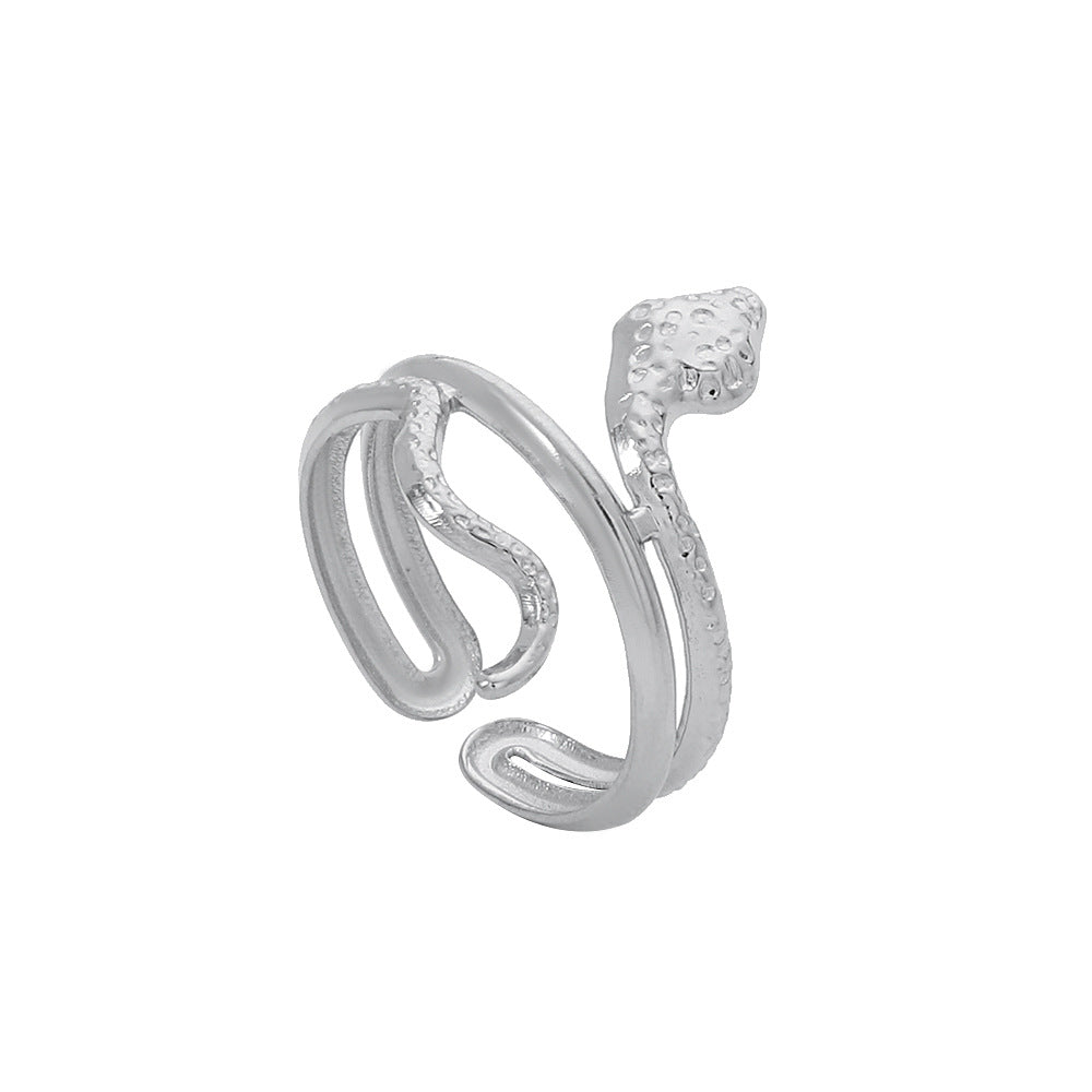 Anello da donna regolabile geometrico minimalista in acciaio inossidabile con design cavo e finitura placcata