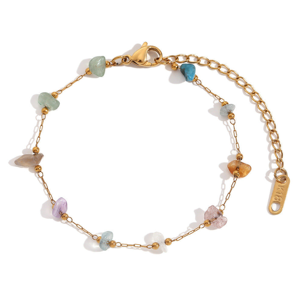 Collana da donna minimalista geometrica in acciaio inossidabile con placcatura in oro 18 carati e dettagli in pietra naturale