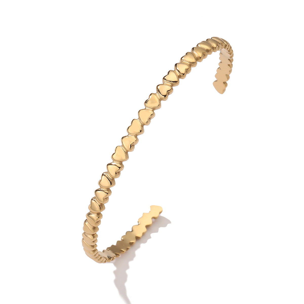 Minimalist Heart-Shaped 18K Gold-Plated Stainless Steel Cuff Bracelet for Women with Irregular Design