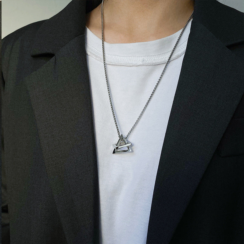 Collar Minimalista de Doble Capa con Cadena de Serpiente, Geométrico, de Acero de Titanio, Bañado, Unisex