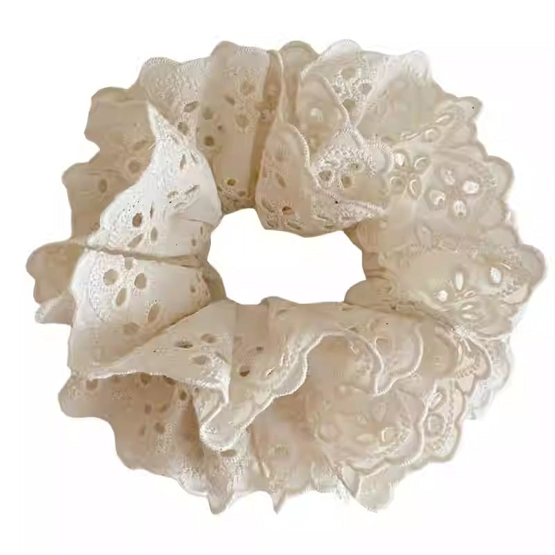 Coletero con encaje floral de doble capa y diseño calado para mujer, con alta elasticidad y detalles hechos a mano