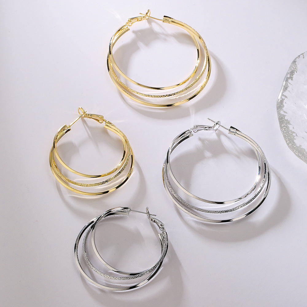 Orecchini a cerchio grandi geometrici minimalisti da donna in rame con placcatura in oro 18 carati