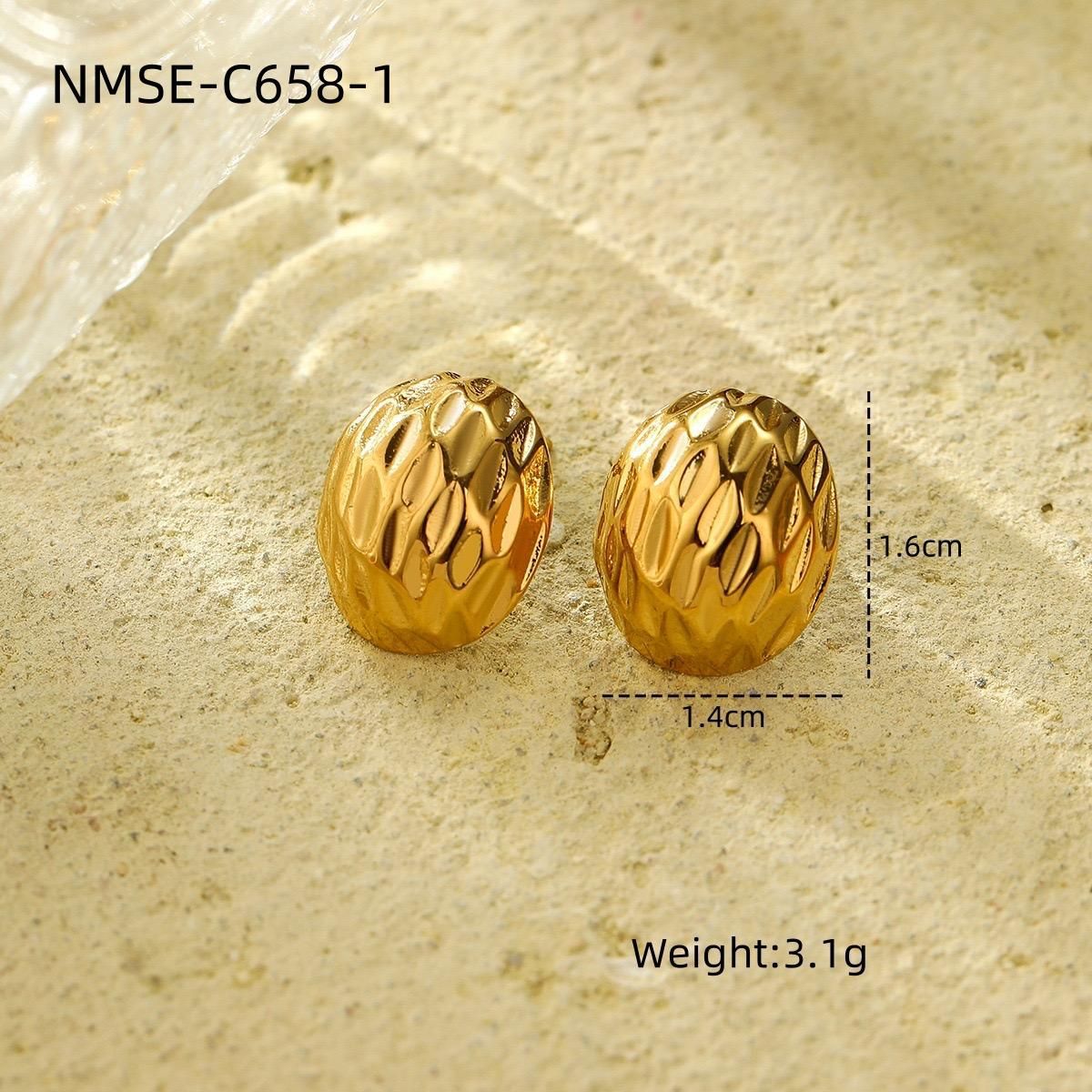 Pendientes de acero inoxidable bañados en oro de 18 quilates con diseño geométrico ovalado irregular de Fashion OL para mujer