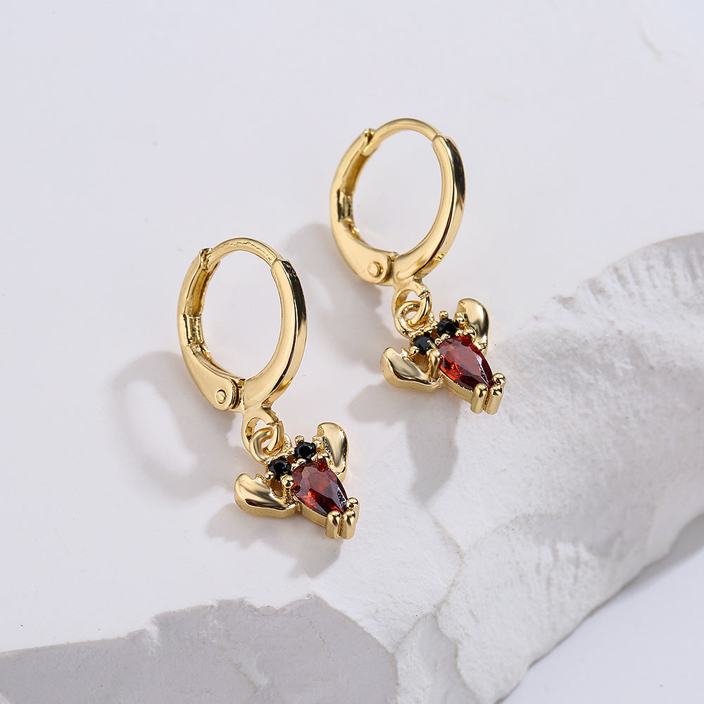 Creative Ocean Animal Inspired Geometric Earrings for Women in Brass with Real Gold Plating and Cubic Zirconia