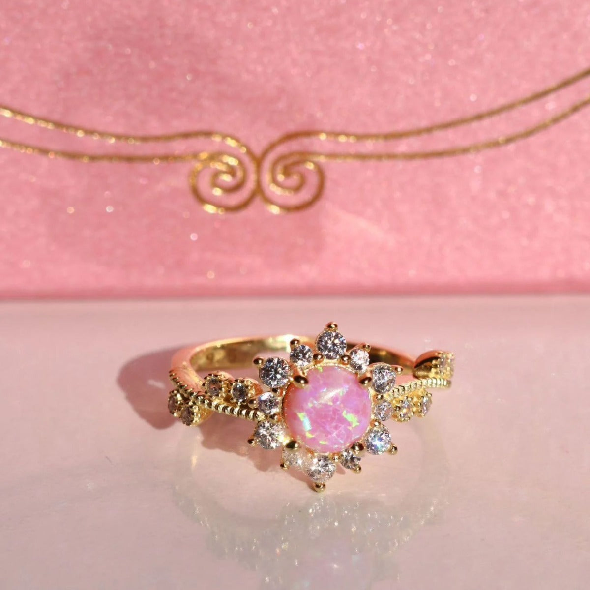 Artistic Geometric Opal Pendant Necklace with Micro-Paved Zircon Stars in Copper Chain