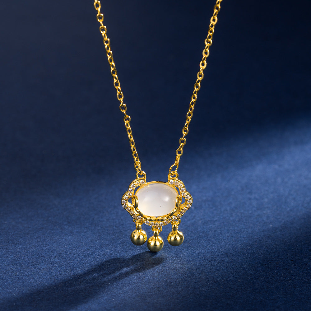 Collana Originale da Donna con Catena a Serpente in Acciaio al Titanio Geometrico e Intarsi in Strass