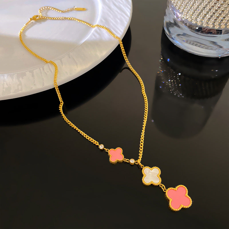 Sweet Floral Titanium Steel Plated Necklace Unisex