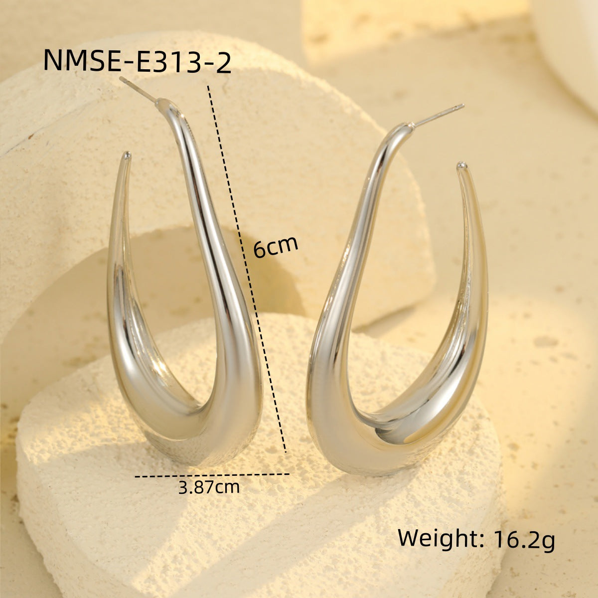 Pendientes de aro geométricos de acero inoxidable de moda con baño de oro de 18 quilates para mujer
