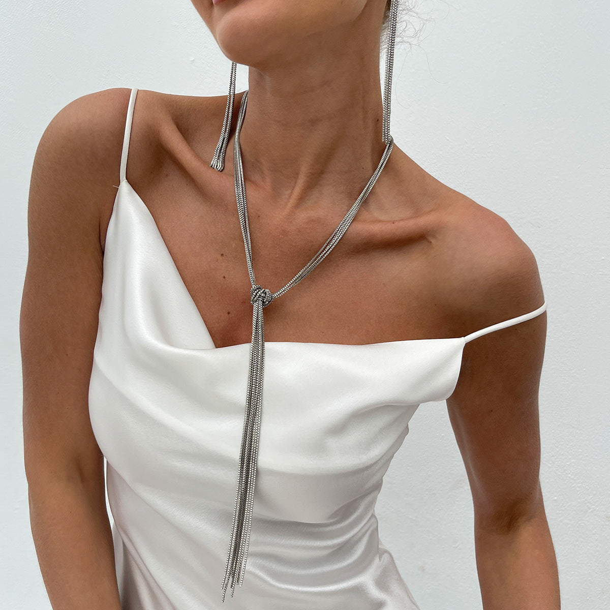 Minimalist Geometric Plated Iron Tassel Necklace for Women