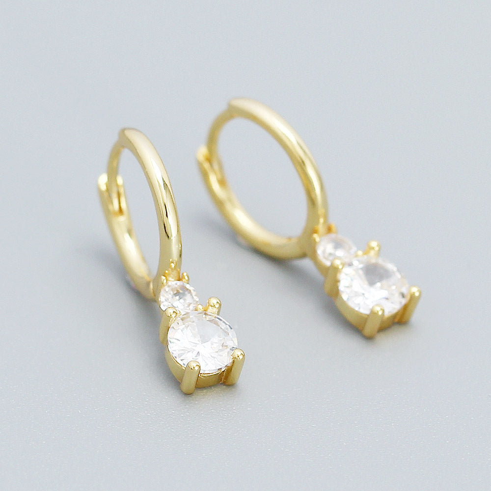 Minimalist 925 Sterling Silver Geometric Square Cubic Zirconia Inlay Hoop Earrings for Women