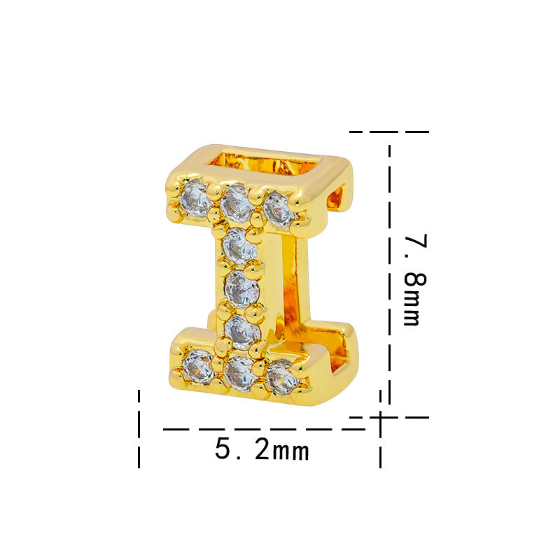 Collana con Ciondolo a Lettera Minimalista da Donna in Acciaio al Titanio con Placcatura in Oro 18K e Strass su Catena O-Ring