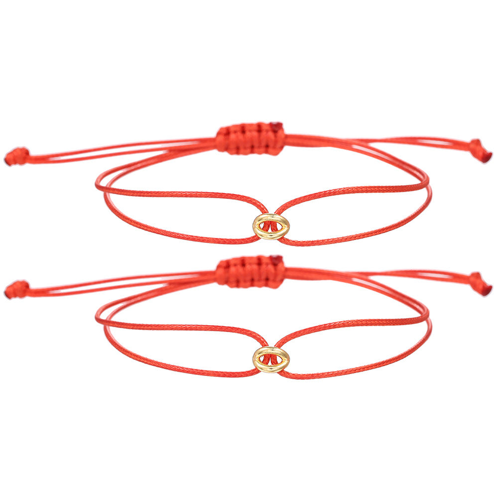 Geometric Round Alloy Lucky Charm Bracelet Set for Unisex