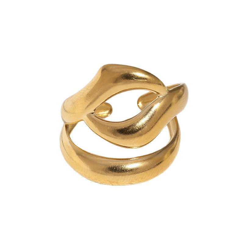 Minimalist Geometric Plated Stainless Steel Open Ring for Women