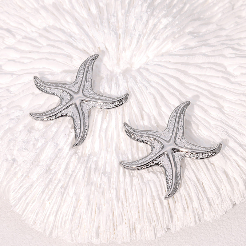 Pendientes de Estrella de Mar Temáticos del Océano en Acero Inoxidable con Acabado Chapado para Mujer, Joyería Minimalista de Moda e Hipoalergénica
