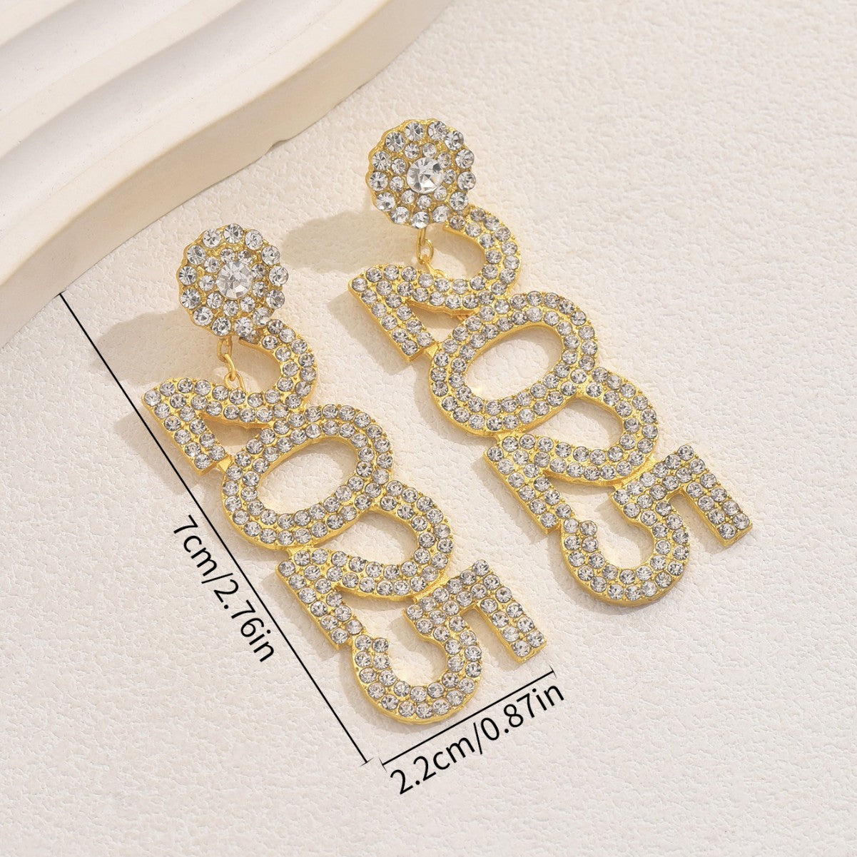 Pendientes minimalistas de tuerca con números geométricos para mujer en cobre con incrustaciones de diamantes de imitación, joyería de oficina a la moda.
