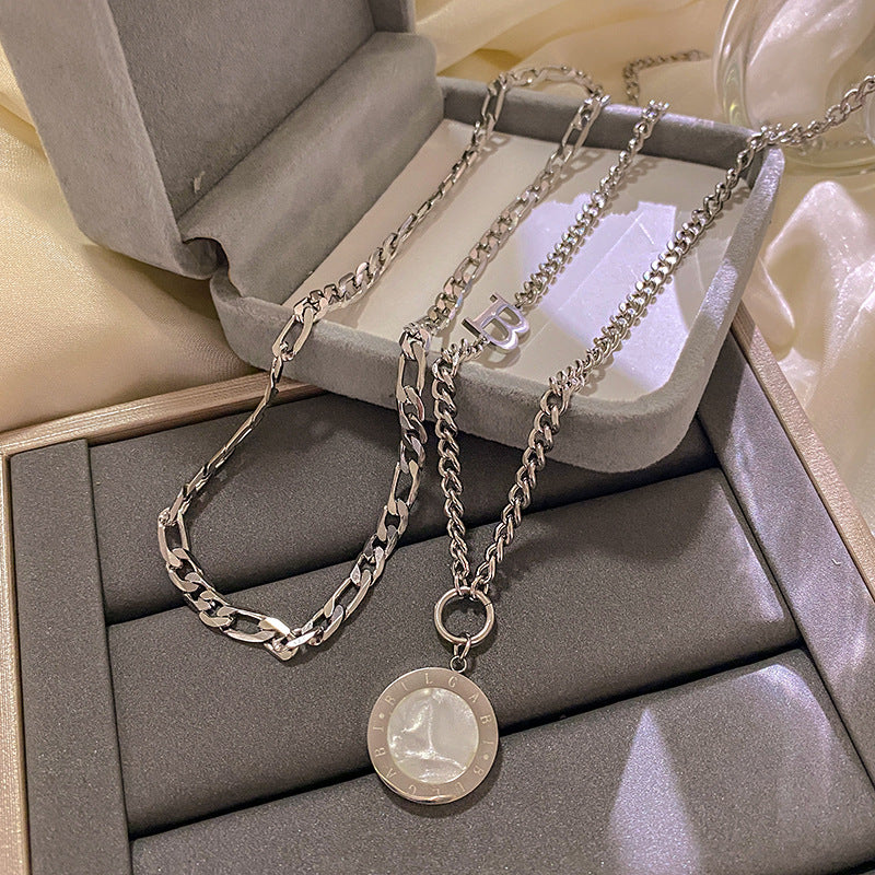 Titanium Steel Plated Long Sweater Chain Necklace Unisex