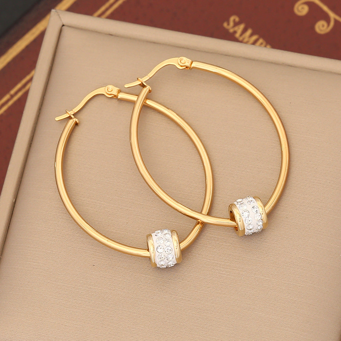 Minimalist Heart and Teardrop Shaped Stainless Steel Earrings with Rhinestone Inlay and Plated Finish