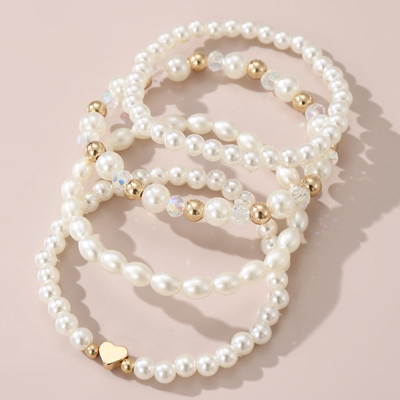 Set di cavigliere eleganti a forma di cuore con perle finte e motivi a stella per ragazze, amiche, regalo di compleanno