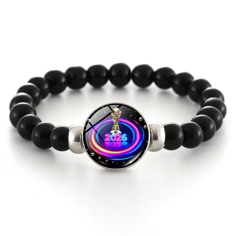 Unisex Geometric Round Crystal Beaded Bracelet World Cup Commemorative Jewelry