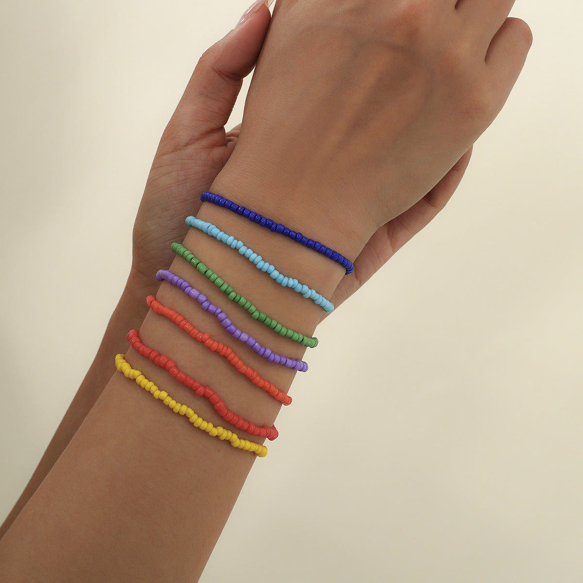 Bohemian Minimalist Geometric Gradient Resin Beaded Bracelet for Women