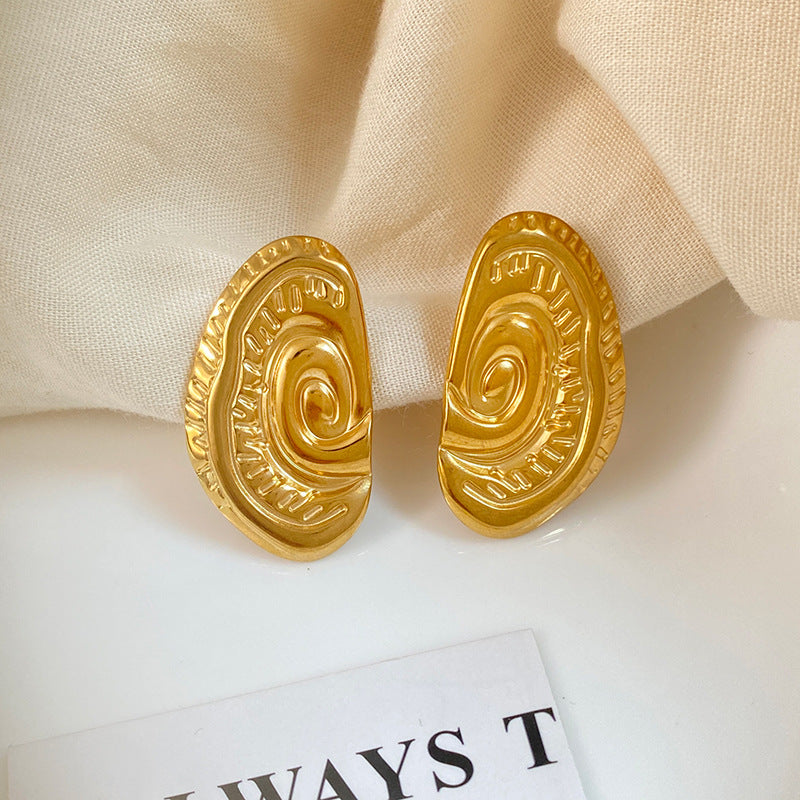 Abstract Ear Shaped Titanium Steel Plated Stud Earrings for Women